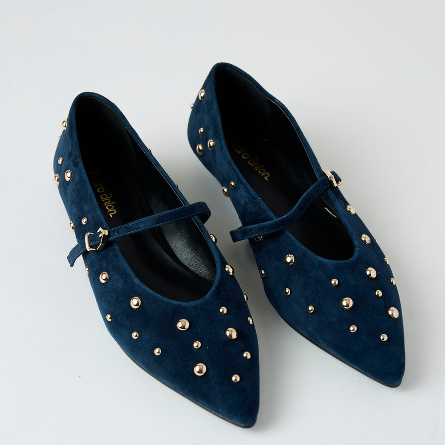 Pedro Anton Navy Suede Leather Mary Jane Shoes