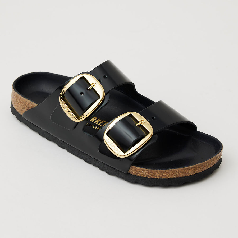 Birkenstock Black High Shine Leather Big Buckle Sandals - Nozomi