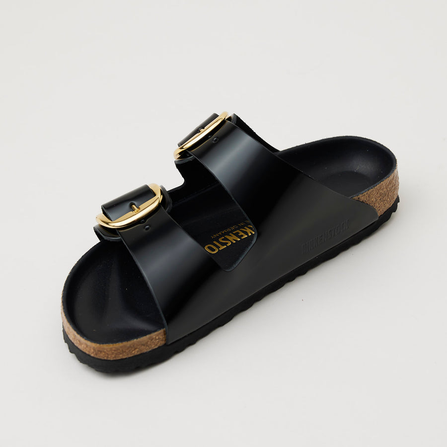 Birkenstock Black High Shine Leather Big Buckle Sandals - Nozomi