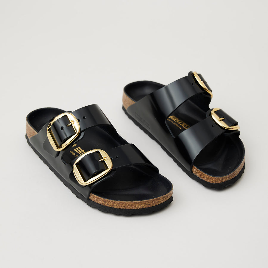 Birkenstock Black High Shine Leather Big Buckle Sandals - Nozomi