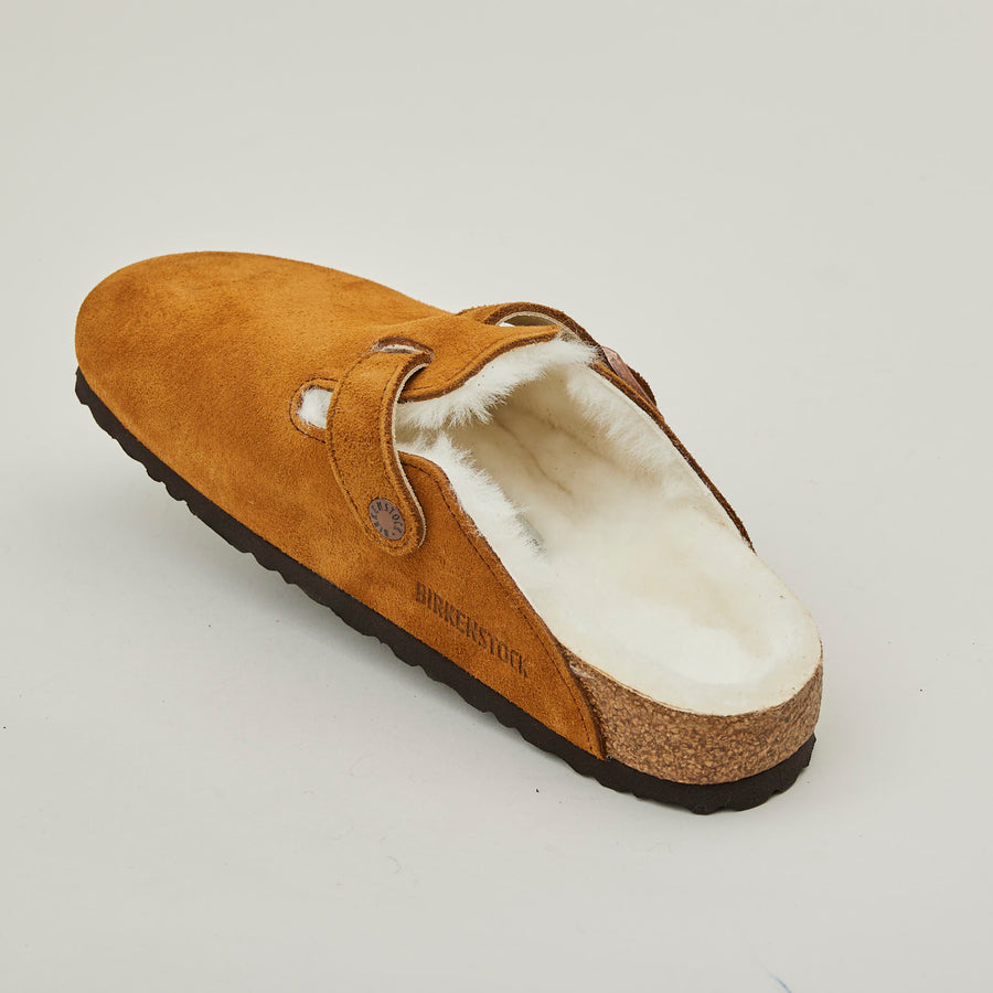 Birkenstock Tan Suede Shearling Clogs - Nozomi