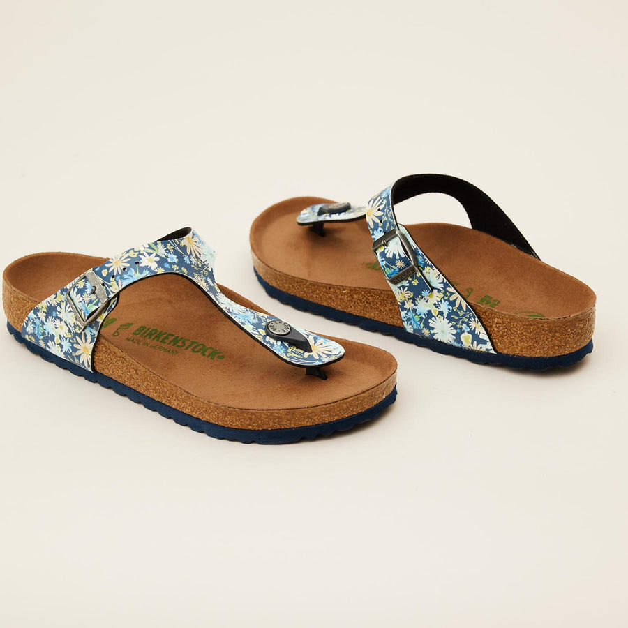 Birkenstock Blue Floral Gizeh Vegan Sandals - Nozomi