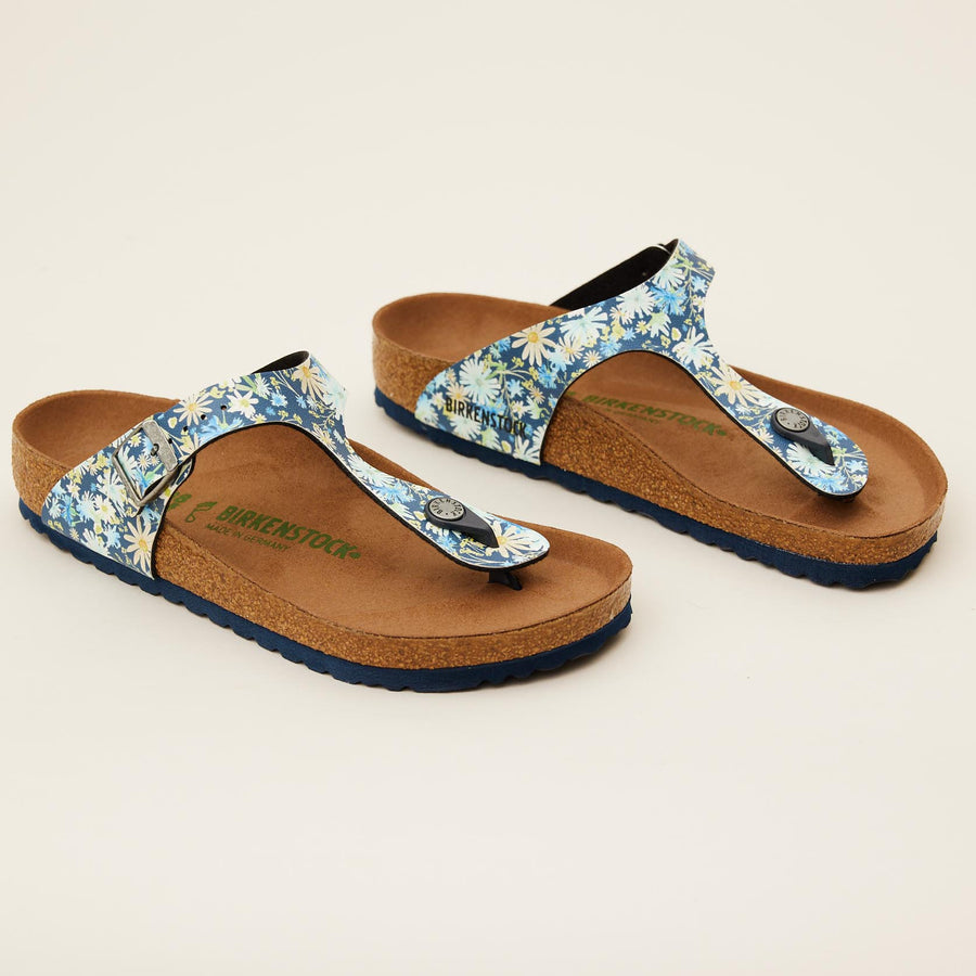 Birkenstock Blue Floral Gizeh Vegan Sandals - Nozomi