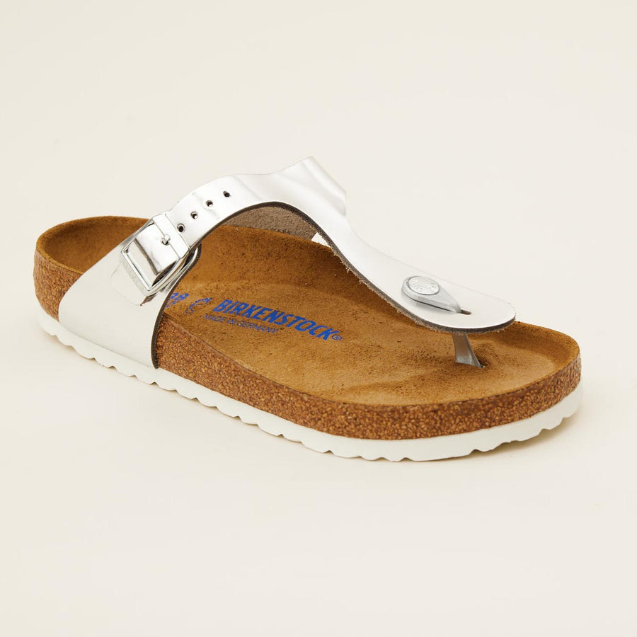 Birkenstock Silver Gizeh Thong Sandals - Nozomi