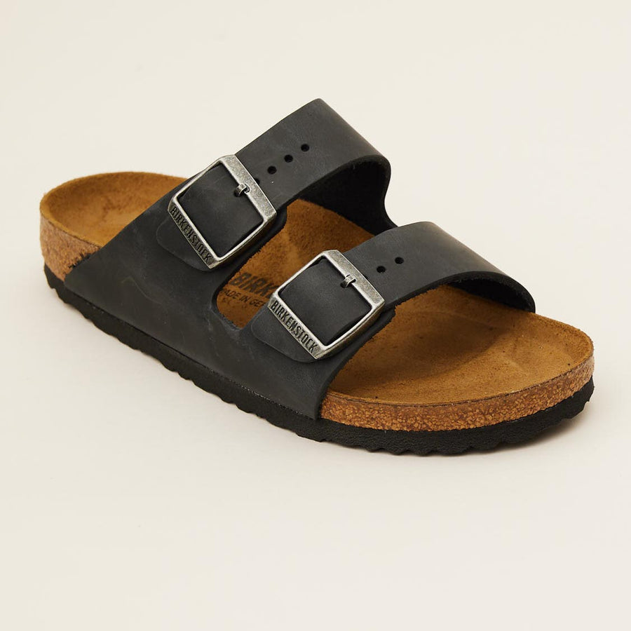 Birkenstock Black Arizona Oiled Leather Sandals - Nozomi