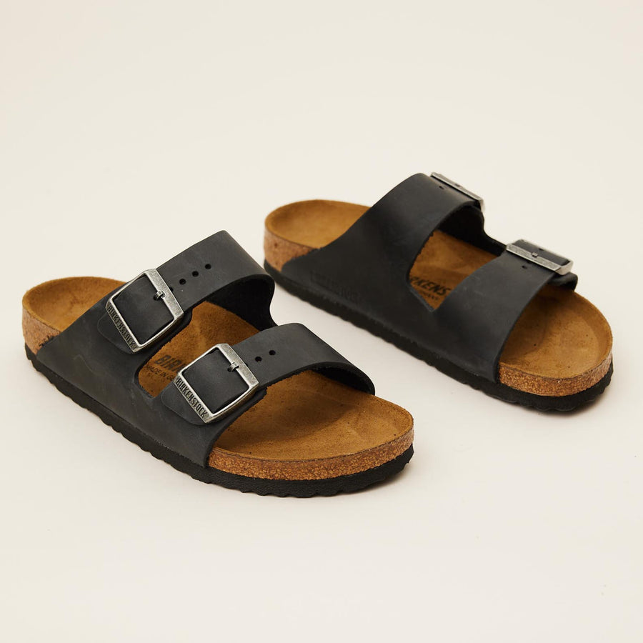Birkenstock Black Arizona Oiled Leather Sandals - Nozomi