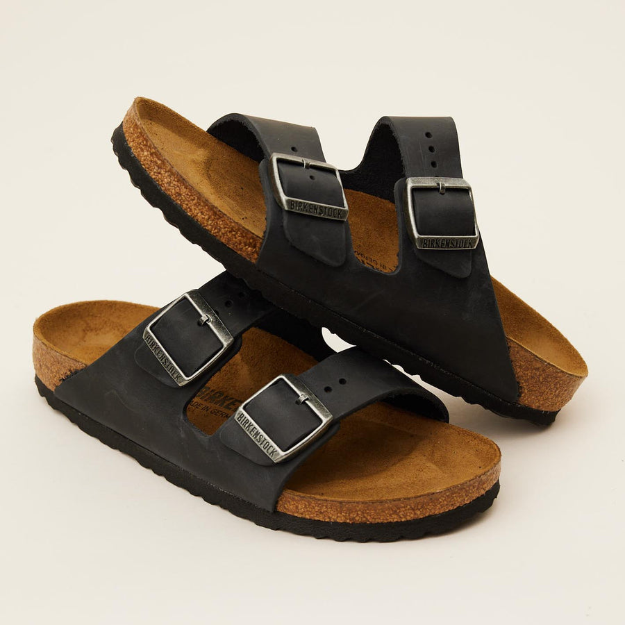Birkenstock Black Arizona Oiled Leather Sandals - Nozomi