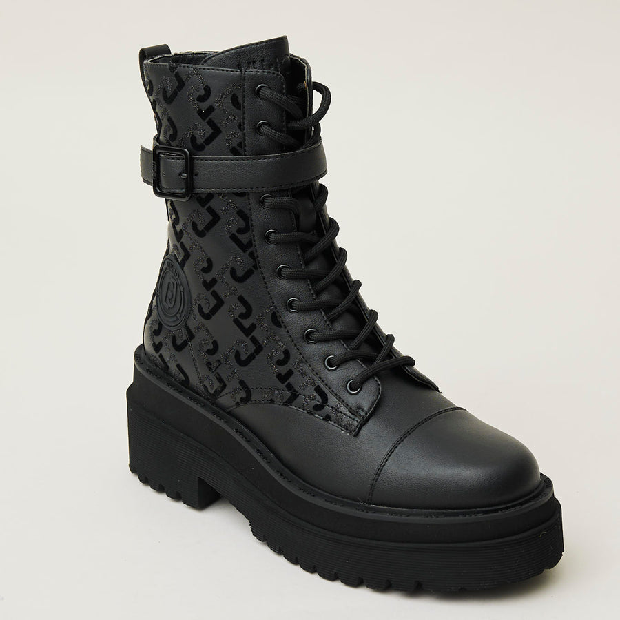 LiuJo Black Leather Combat Boots - Nozomi