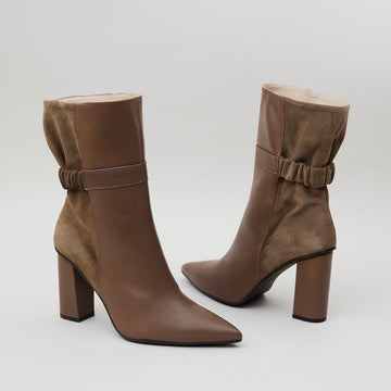 Lodi Mink Leather Mid Calf Boots - Nozomi