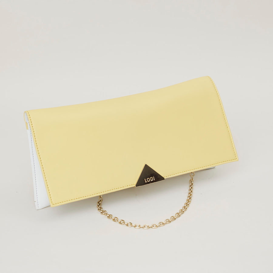 Lodi Lemon White Combination Envelope Leather Bag - Nozomi