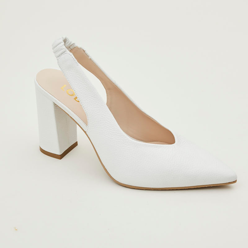 Lodi White Leather Sling Back Shoes - Nozomi