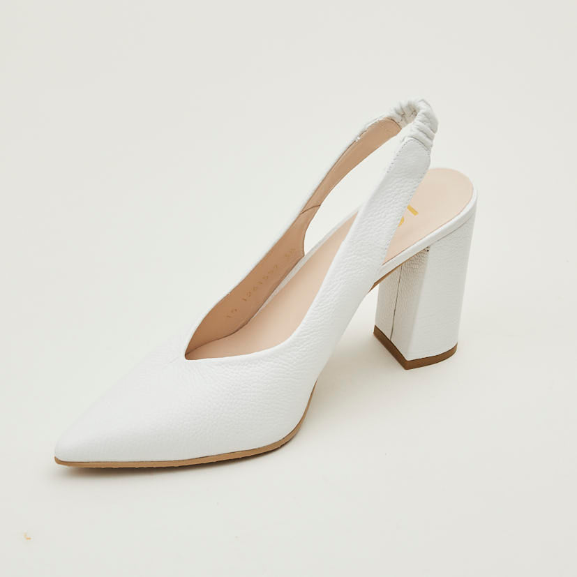 Lodi White Leather Sling Back Shoes - Nozomi