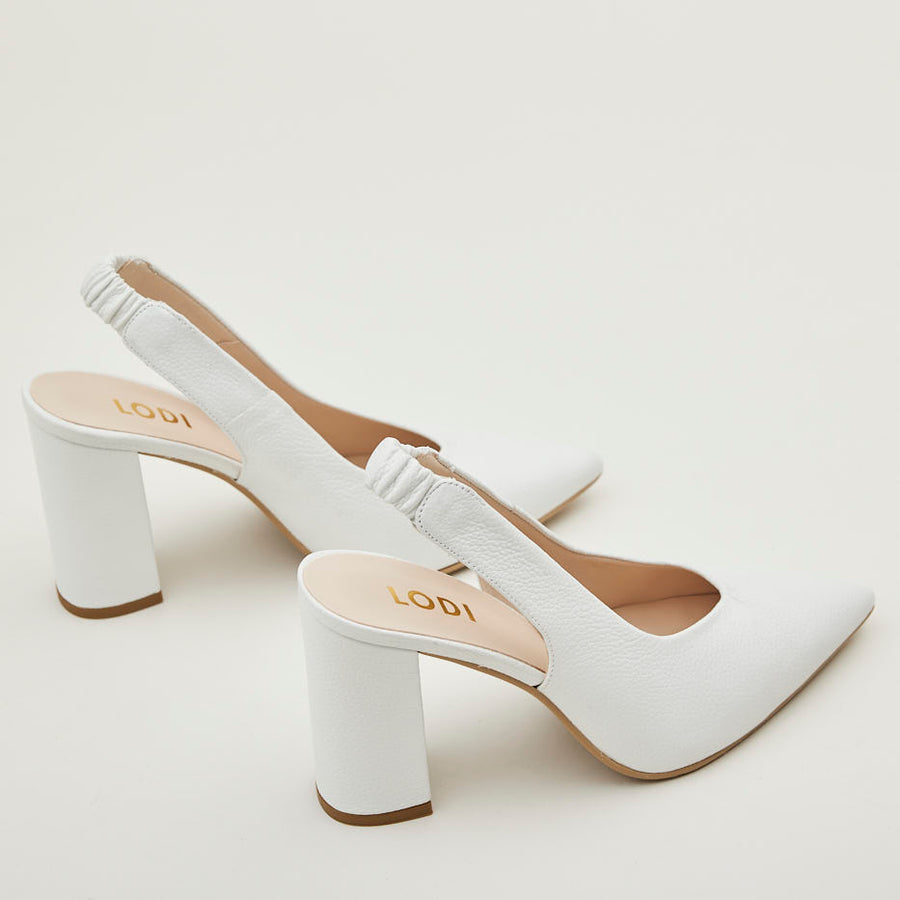 Lodi White Leather Sling Back Shoes - Nozomi