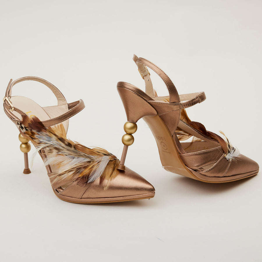 Lodi Taupe Metallic Sling Back High Heel Shoes - Nozomi