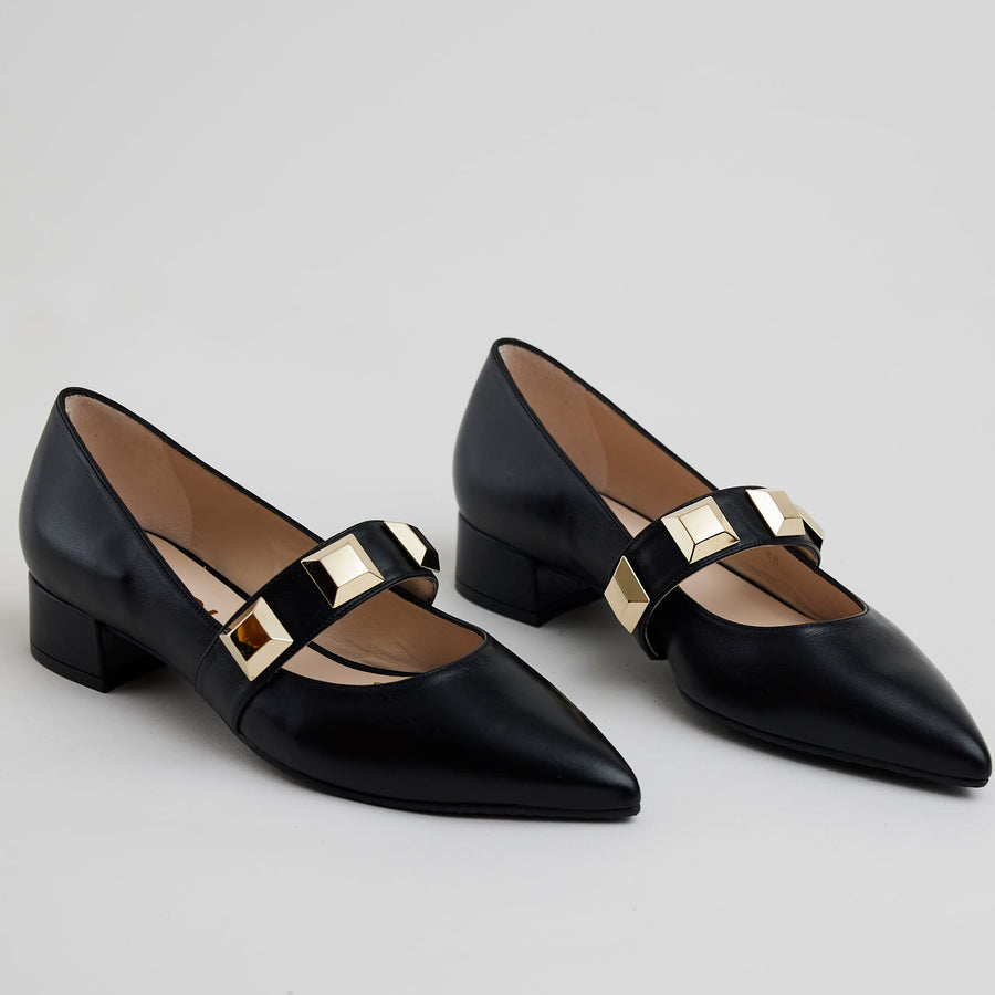 Lodi Black Leather Ballerina Shoes - Nozomi