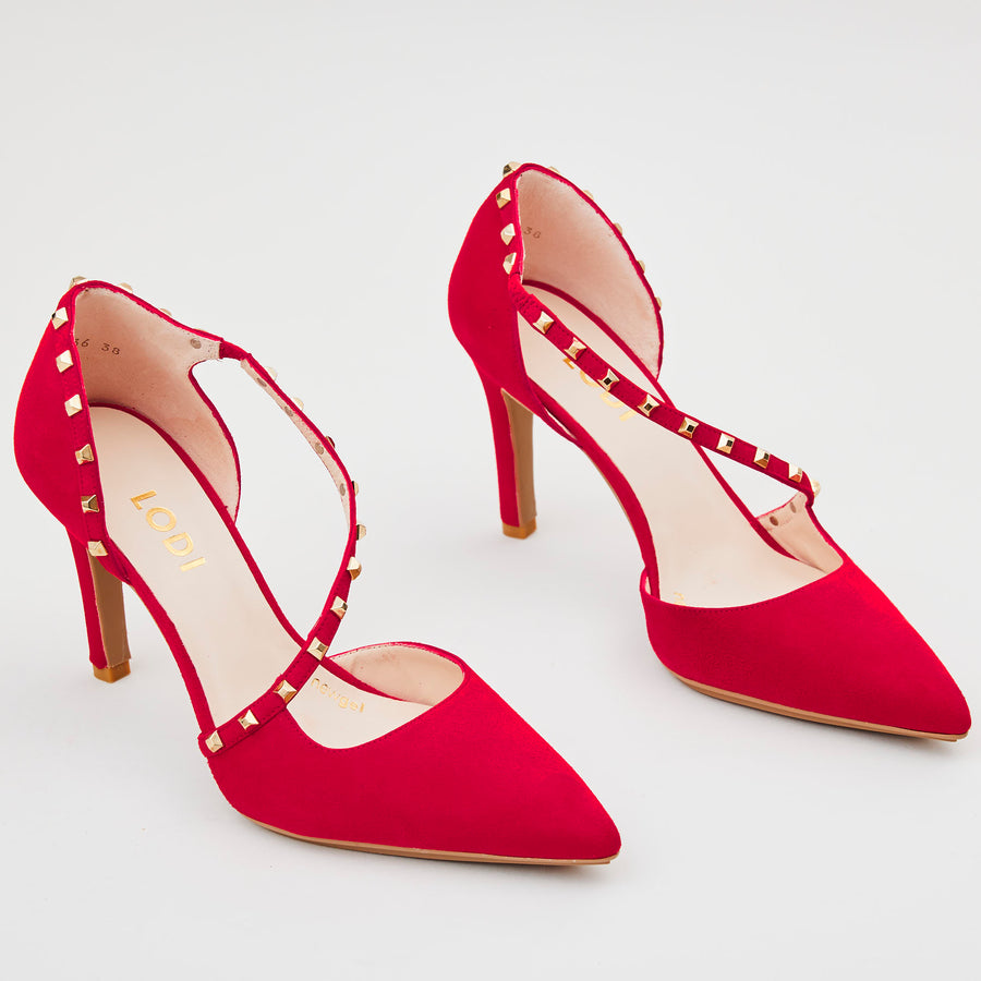 Lodi Red Suede Court Shoes - Nozomi