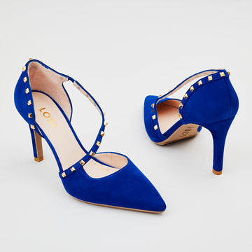 Lodi Blue Suede Court Shoes - Nozomi