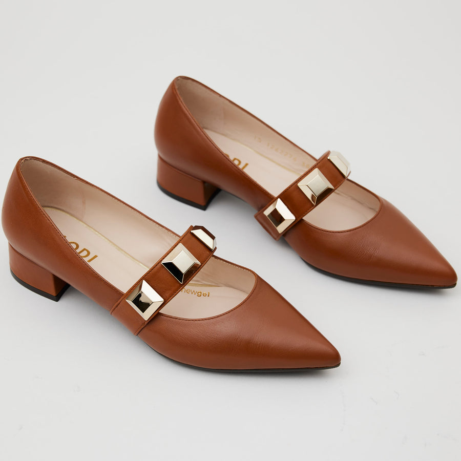 Lodi Tan Leather Ballerina Shoes - Nozomi