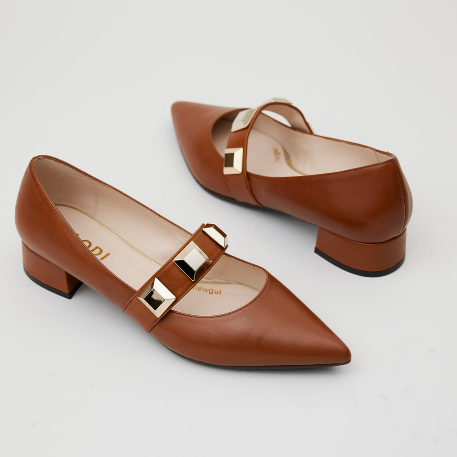 Lodi Tan Leather Ballerina Shoes - Nozomi