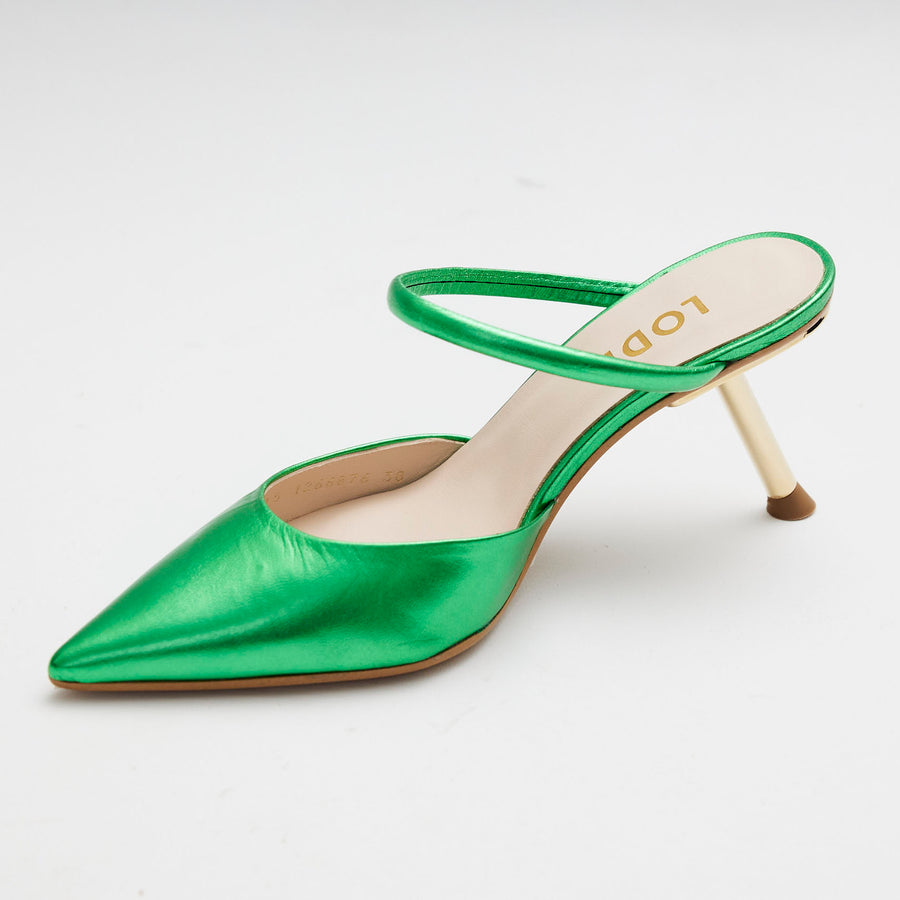 Lodi Emerald Green Metallic Leather Mules - Nozomi