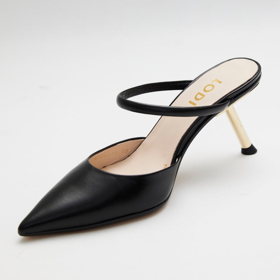 Lodi Black Leather Mules - Nozomi