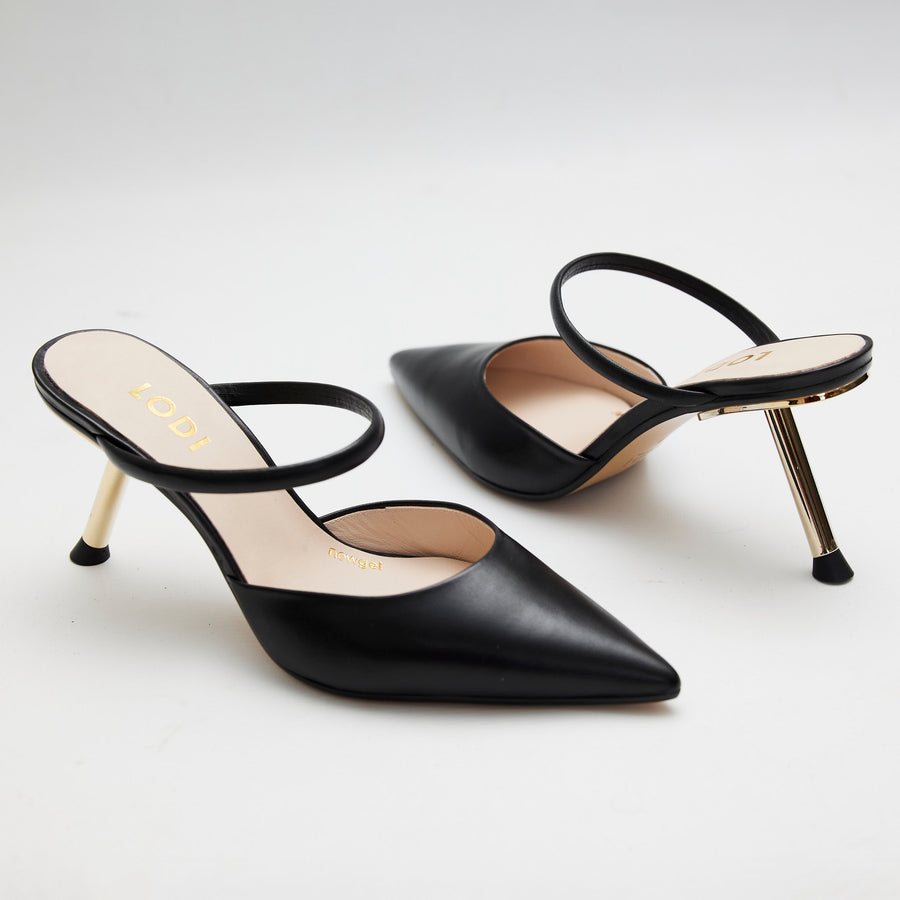 Lodi Black Leather Mules - Nozomi