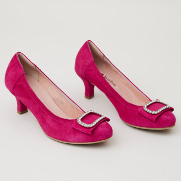 Le Babe Fuschia Suede Leather Kitten Heel Shoes - Nozomi