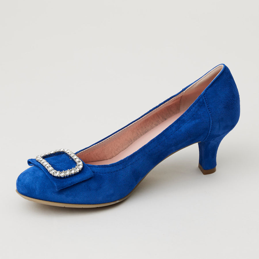 Le Babe Royal Blue Suede Kitten Heel Shoes - Nozomi