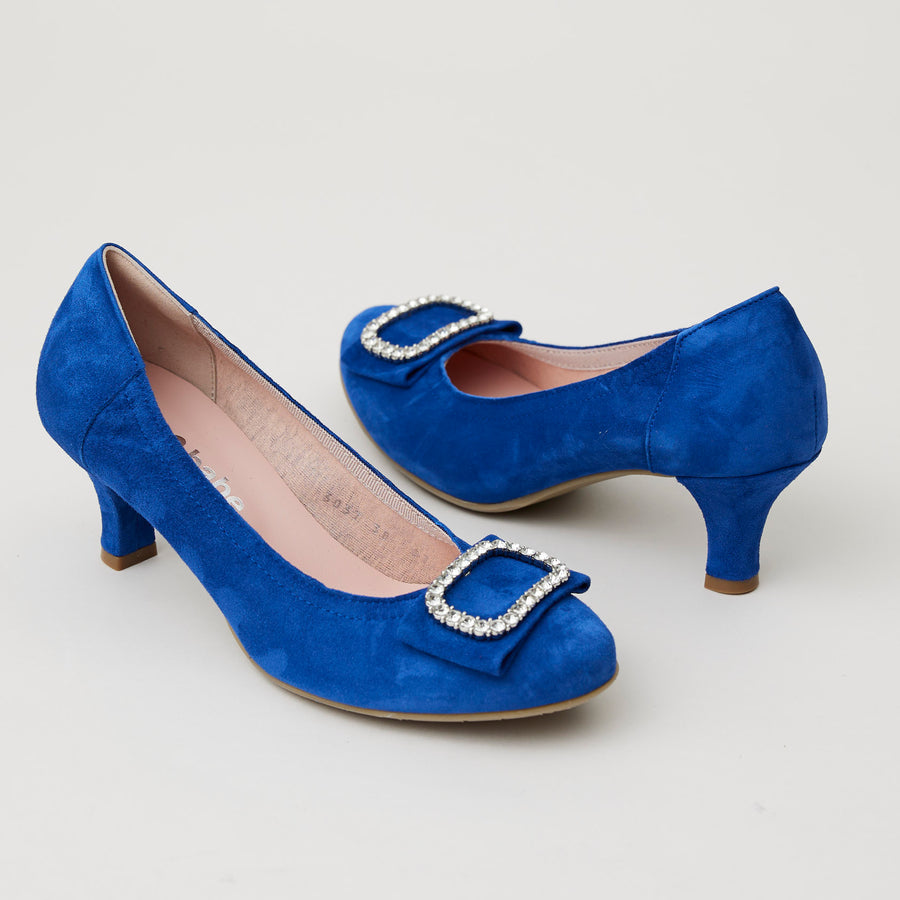 Le Babe Royal Blue Suede Kitten Heel Shoes - Nozomi