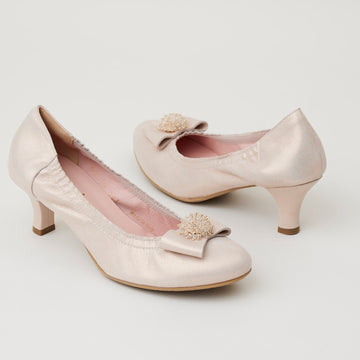 Le Babe Blush Luce Suede Kitten Heel Shoes - Nozomi