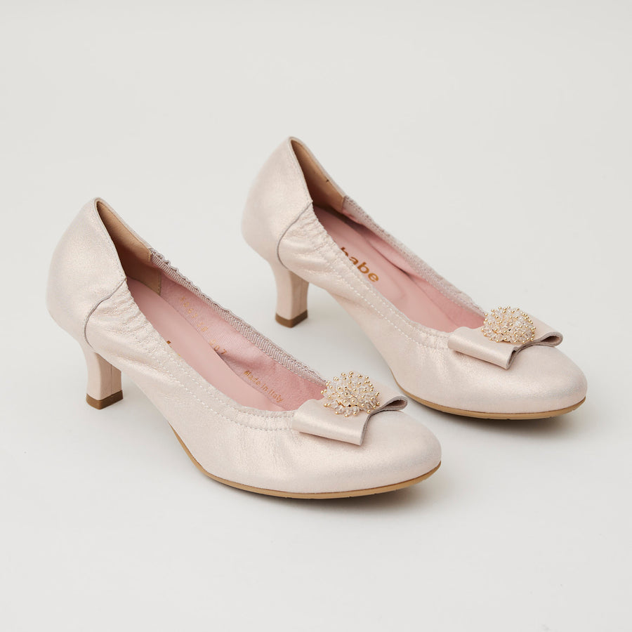 Le Babe Blush Luce Suede Kitten Heel Shoes - Nozomi