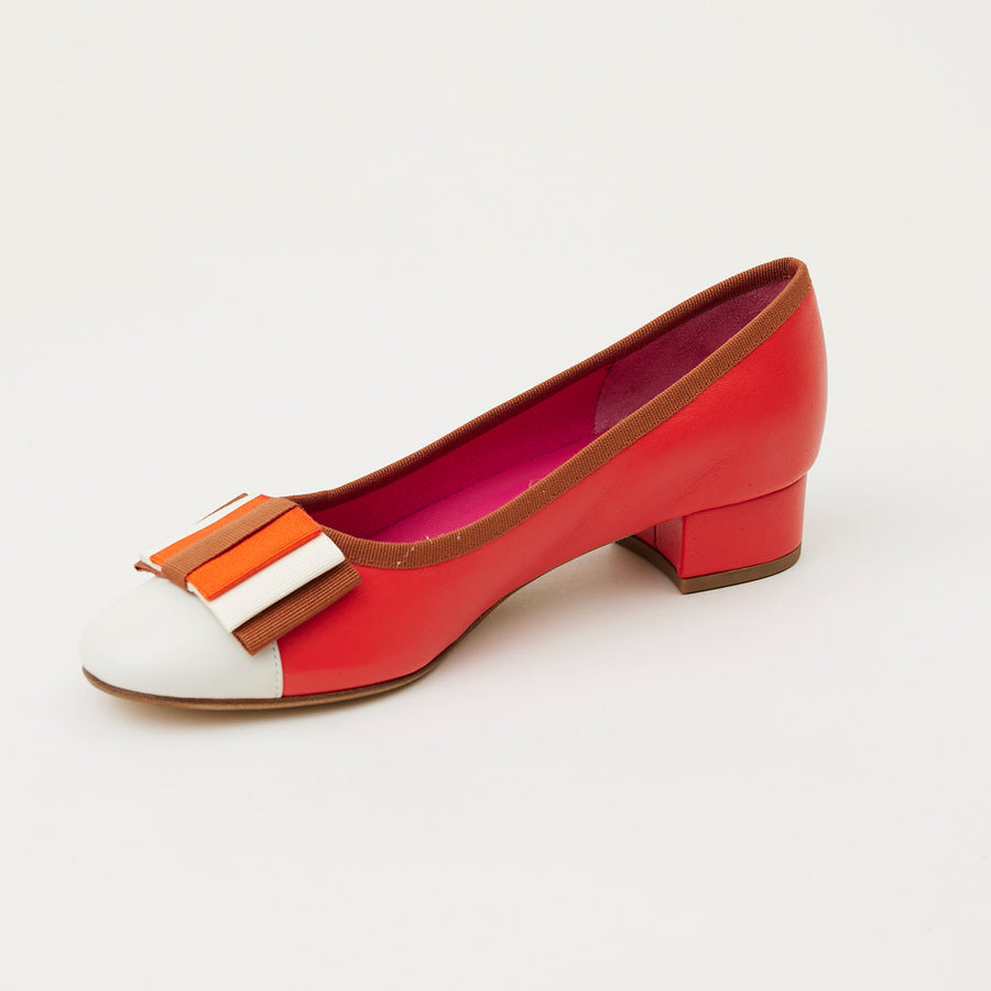 Le Babe Orange Cream Leather Pumps - Nozomi