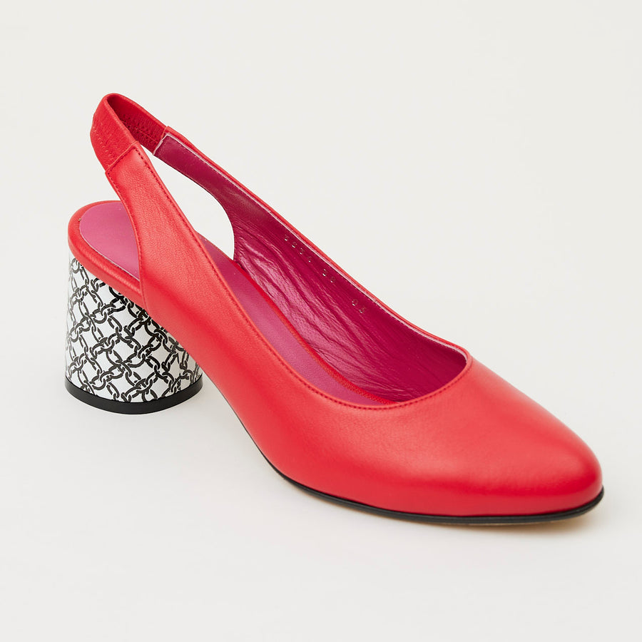 Le Babe Red Leather Sling-Back Shoes - Nozomi