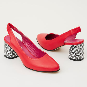 Le Babe Red Leather Sling-Back Shoes - Nozomi