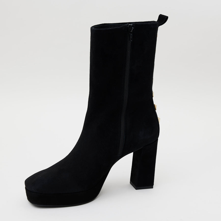 Marian Black Suede Over Ankle Boots - Nozomi