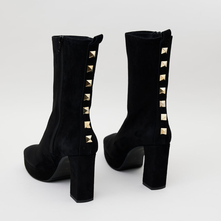 Marian Black Suede Over Ankle Boots - Nozomi