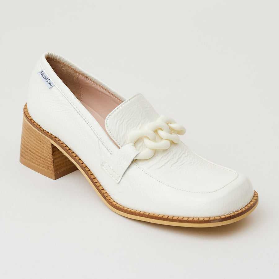 Marco Moreo White Patent Heeled Brogues - Nozomi