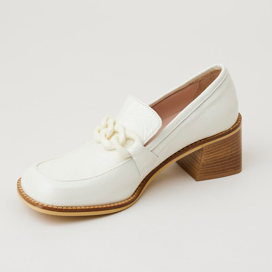 Marco Moreo White Patent Heeled Brogues - Nozomi