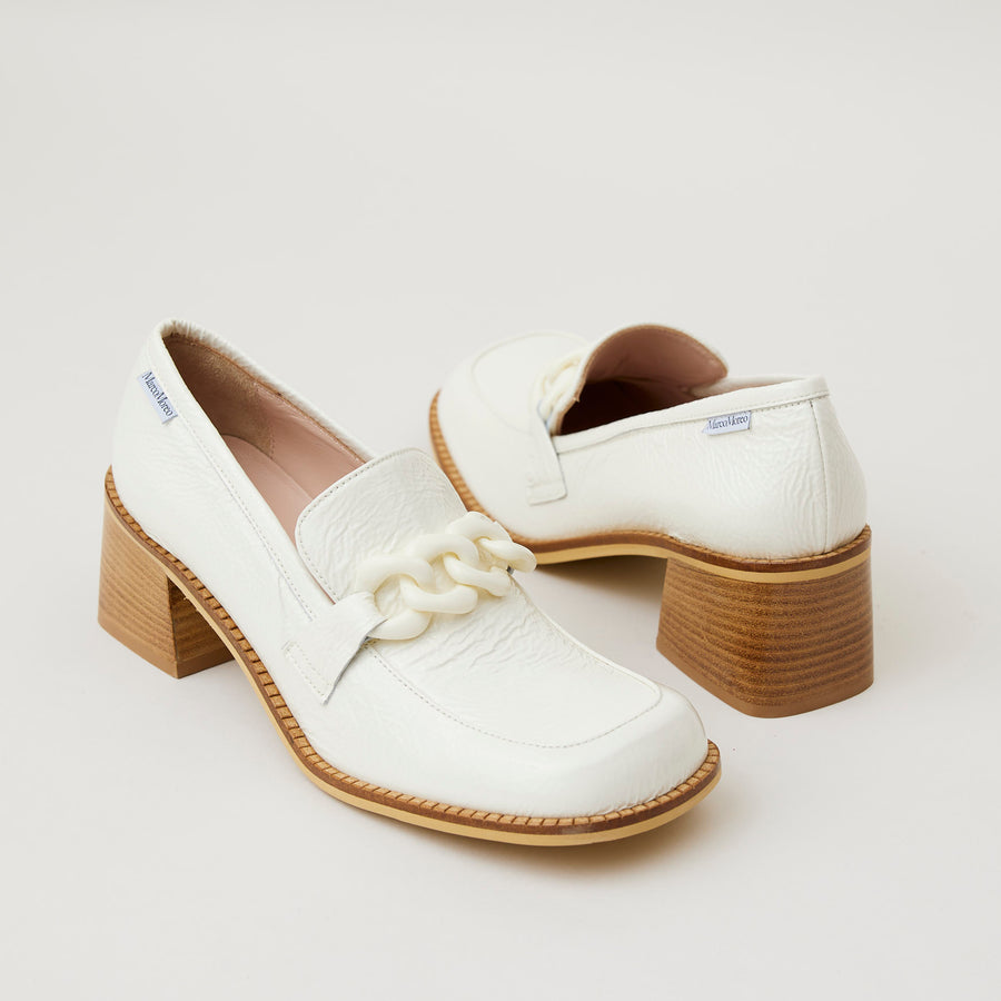 Marco Moreo White Patent Heeled Brogues - Nozomi