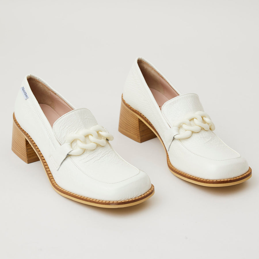 Marco Moreo White Patent Heeled Brogues - Nozomi