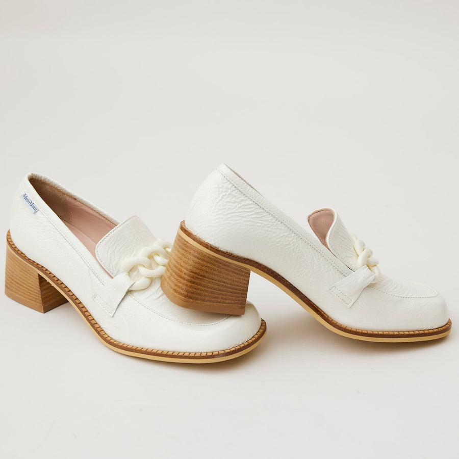 Marco Moreo White Patent Heeled Brogues - Nozomi