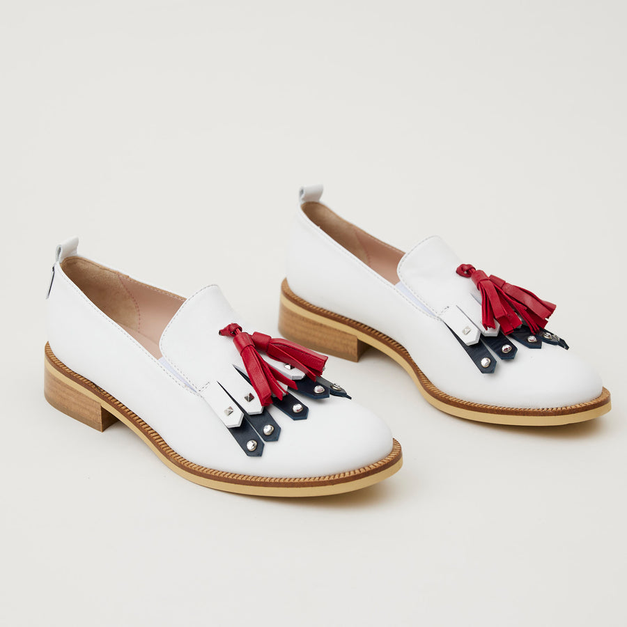 Marco Moreo White Leather Oxford Loafers - Nozomi