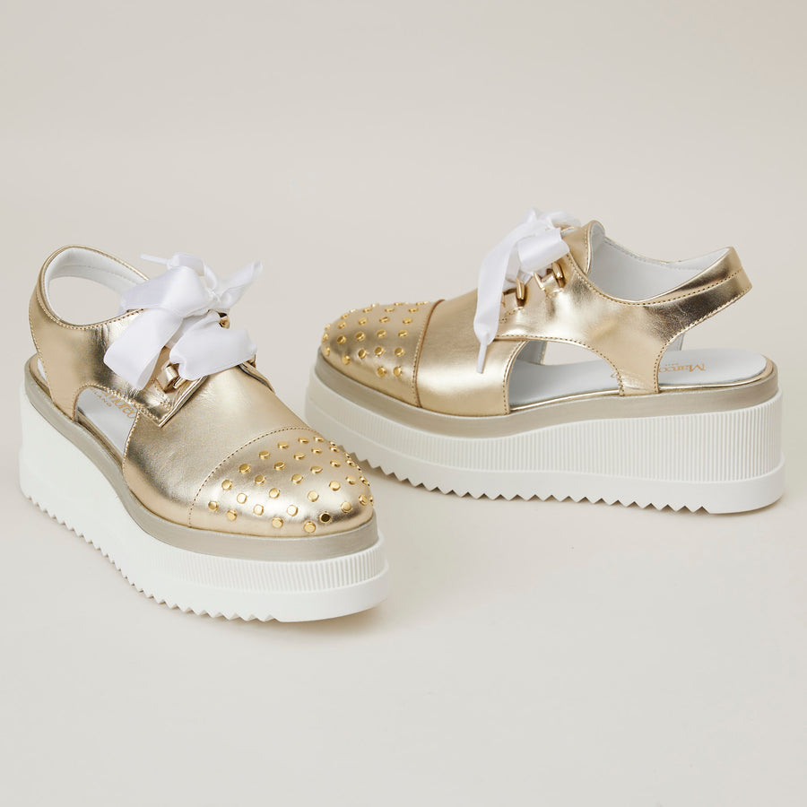 Marco Moreo Gold Metallic Leather Stella Flatform Shoes - Nozomi