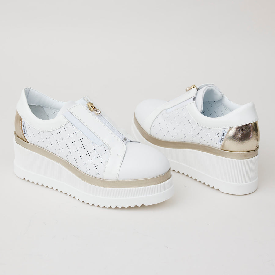 Marco Moreo White Leather Zipped Platform Shoes - Nozomi