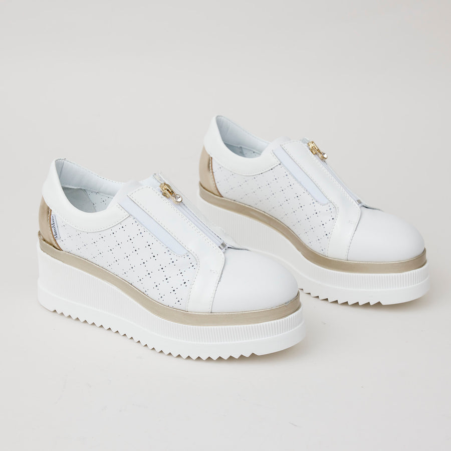 Marco Moreo White Leather Zipped Platform Shoes - Nozomi