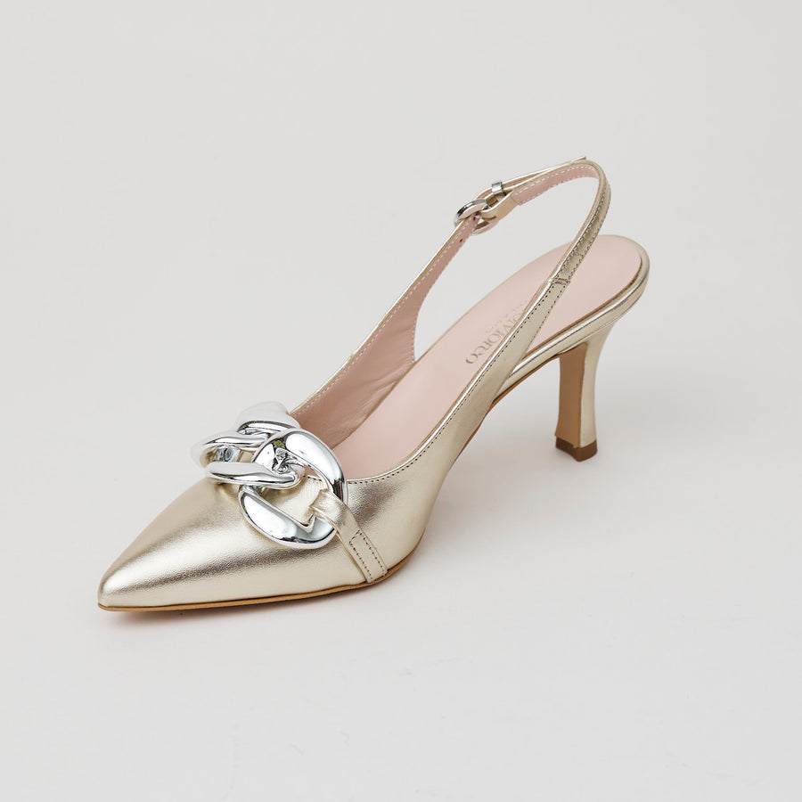 Marco Moreo Gold Metallic Leather Slingback Shoes - Nozomi