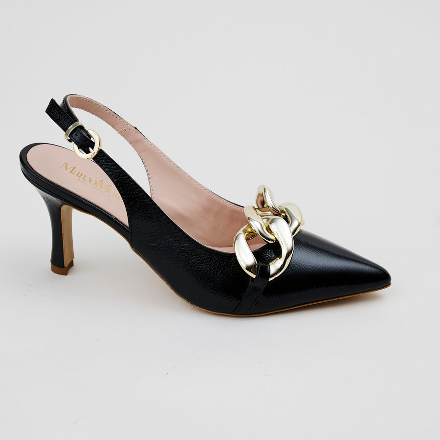 Marco Moreo Black Patent Slingback Shoes - Nozomi