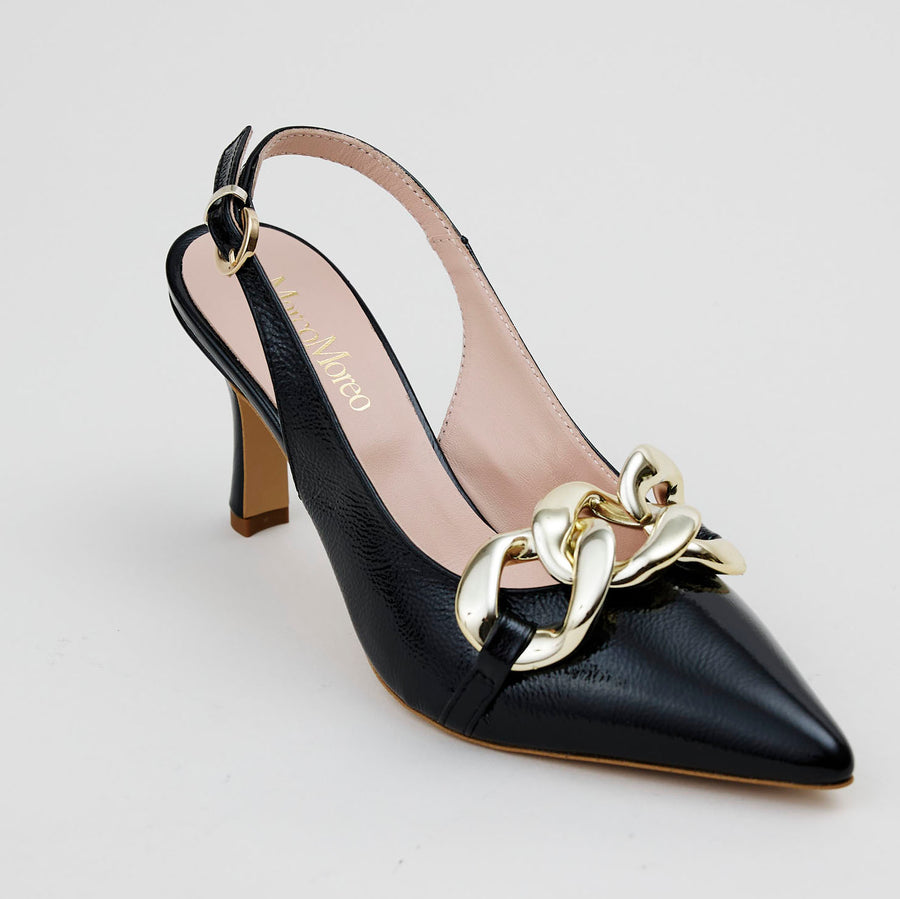 Marco Moreo Black Patent Slingback Shoes - Nozomi