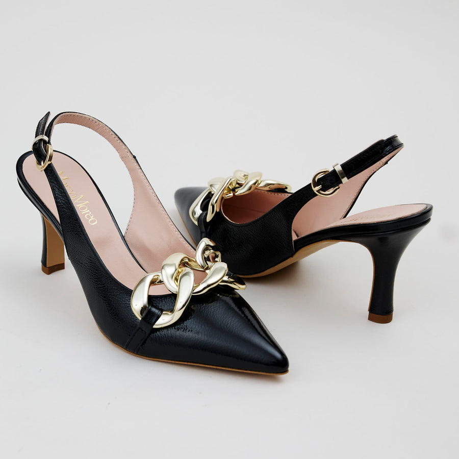 Marco Moreo Black Patent Slingback Shoes - Nozomi