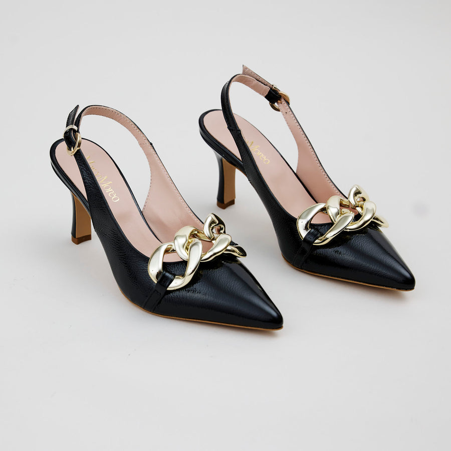 Marco Moreo Black Patent Slingback Shoes - Nozomi